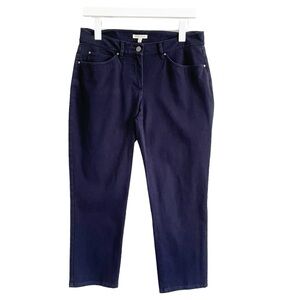 Eileen Fisher Stretch Organic Cotton Cropped Pants Navy Blue Small Minimalist